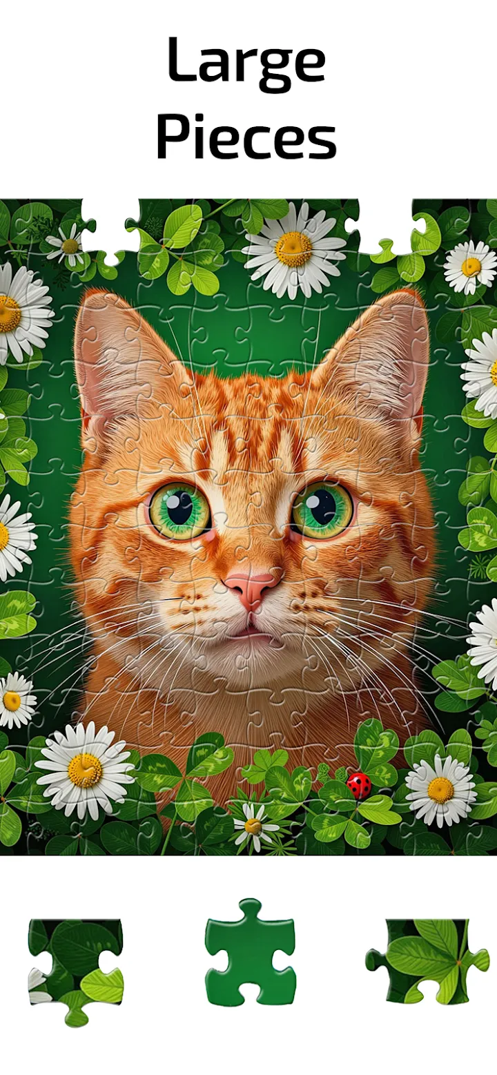 Fragment ukończonego puzzla z kotem